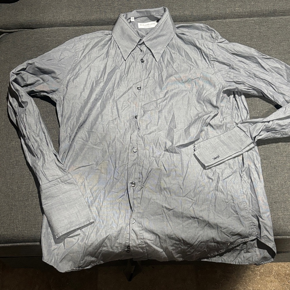Men's Gray Button-Up Shirt YSL